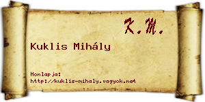 Kuklis Mihály névjegykártya